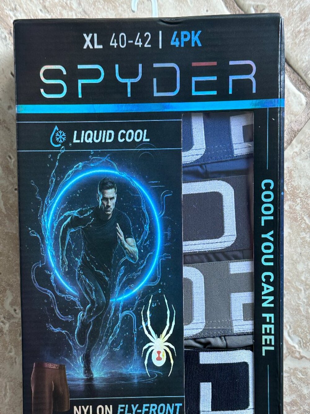 MEN'S SPYDER 4-PACK BOXER BRIEFS LIQUID COOL:NIB XL